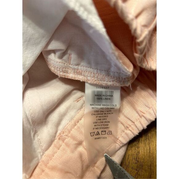Vince Camuto Women's Peach Linen Tie Front Wide Leg Pants Size 1X Pockets - Picture 6 of 10